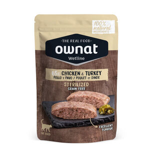 Ownat Wetline Esterilizado Frango e Peru saquetas para gatos