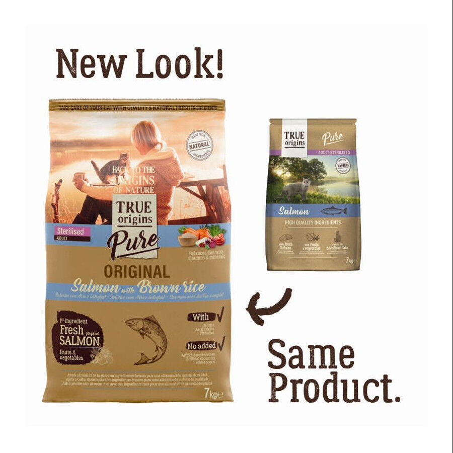 7 kg True Origins Pure Adult Sterilised Salm&atilde;o ra&ccedil;&atilde;o para gatos, , large Imagem n&uacute;mero 2