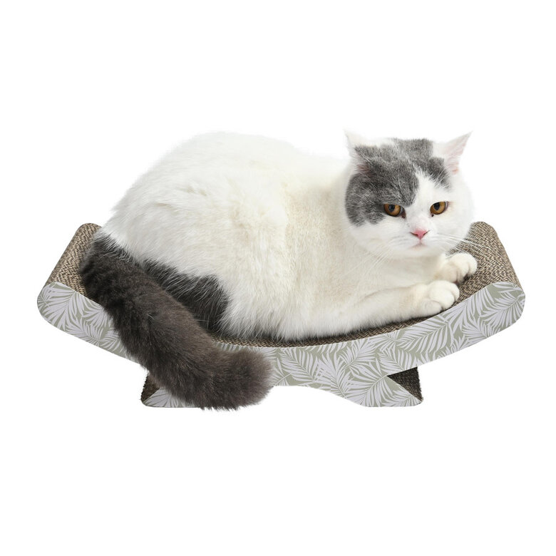 Leeby Remy Rocker arranhador de cartão horizontal com padrão de folhas para gatos,  Imagem número 5 Leeby Remy Rocker arranhador de cartão horizontal com padrão de folhas para gatos, , large Imagem número 5
