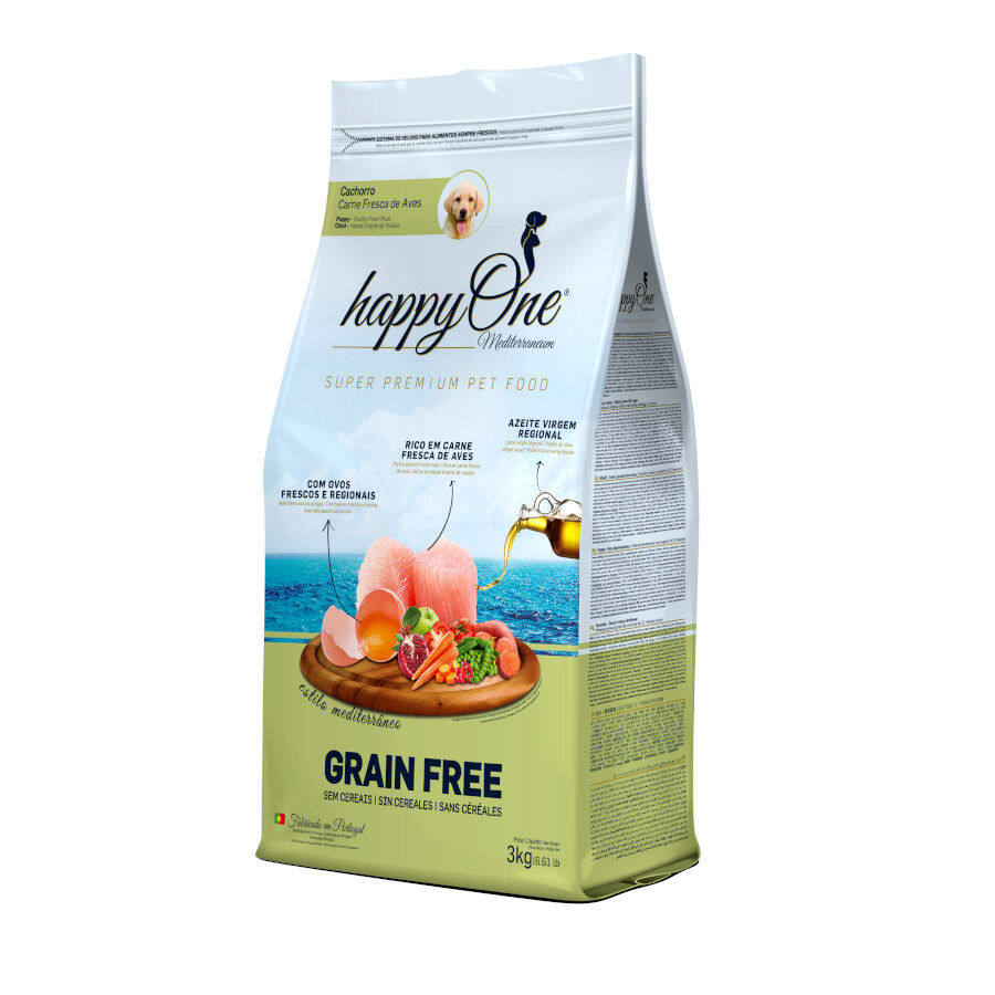happyOne Mediterraneum Grain Free Cachorro ra&ccedil;&atilde;o de carne fresca de aves para c&atilde;es, , large Imagem n&uacute;mero 1