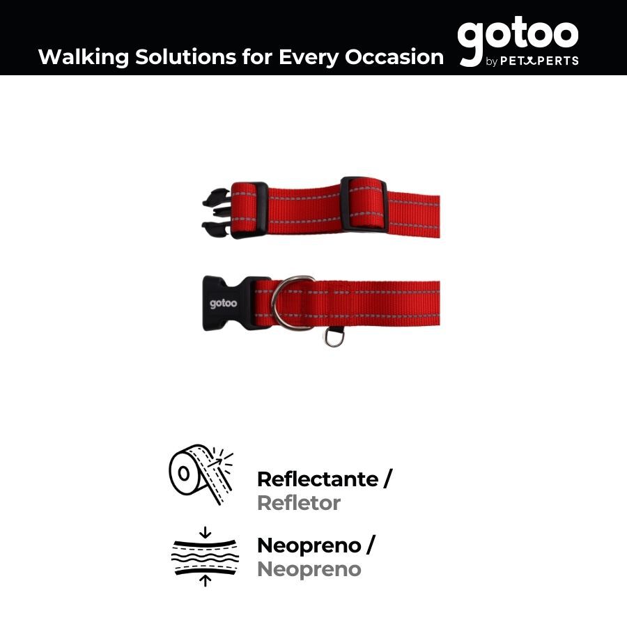 Gotoo Coleira reflexiva de nylon vermelha para c&atilde;es, , large Imagem n&uacute;mero 3