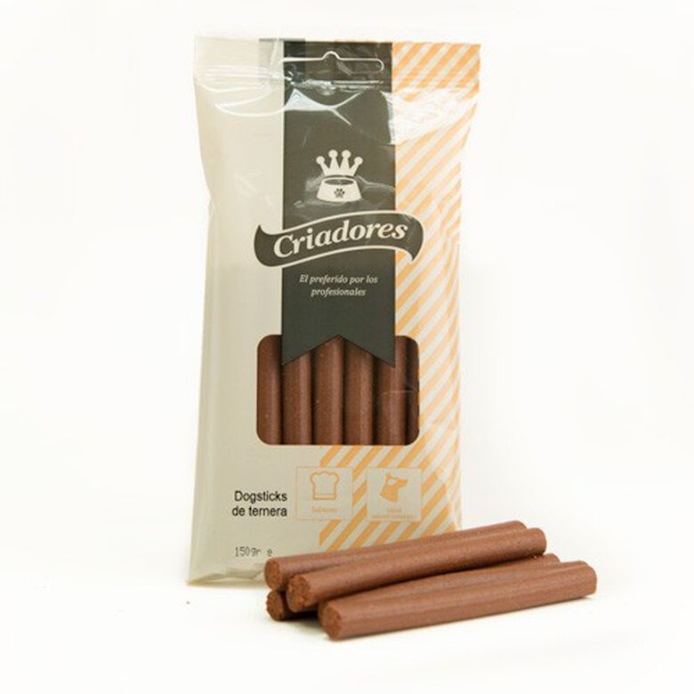 150 g Criadores Ossinhos Dogsticks de vitela para cães,  Imagem número 1 Criadores Dogsticks ternera para perros Imagem número 1