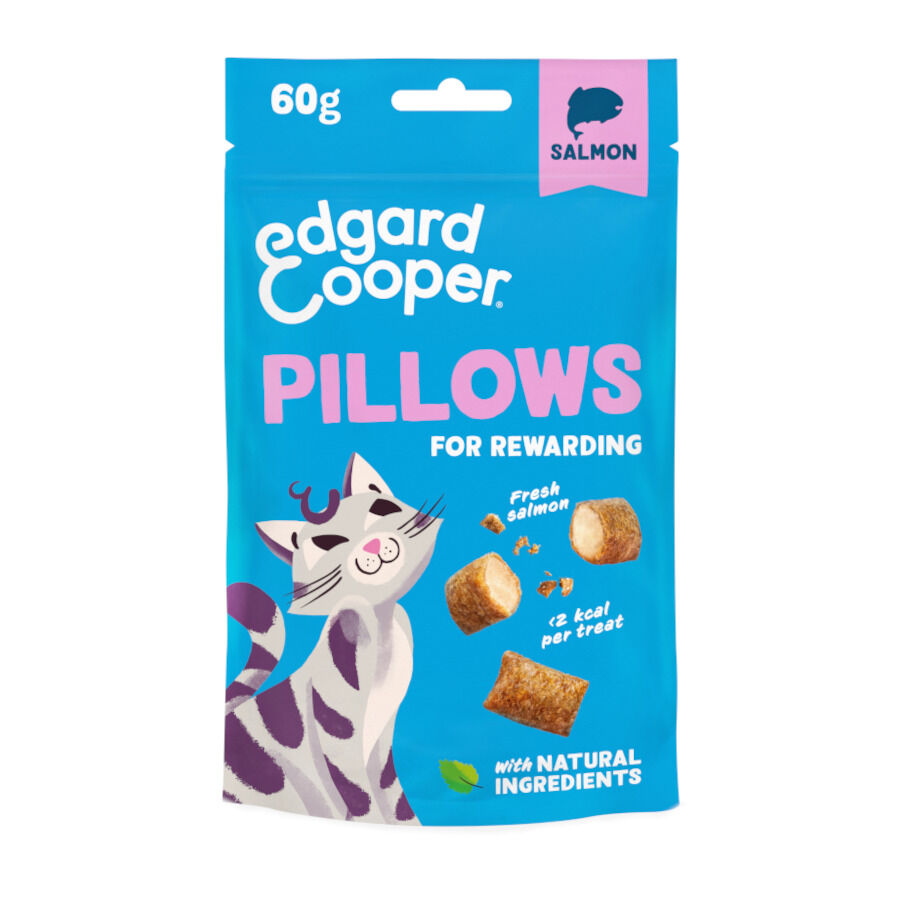 4 pacotes x 60 g Edgard & Cooper Pillows Snack de salm&atilde;o para gatos Pack Poupan&ccedil;a!, , large Imagem n&uacute;mero 1