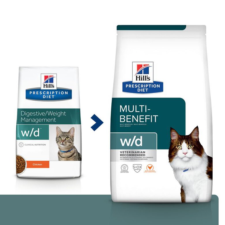 Hill's Prescription Diet w/d Weigth Management Frango ração para gatos, , large image number null