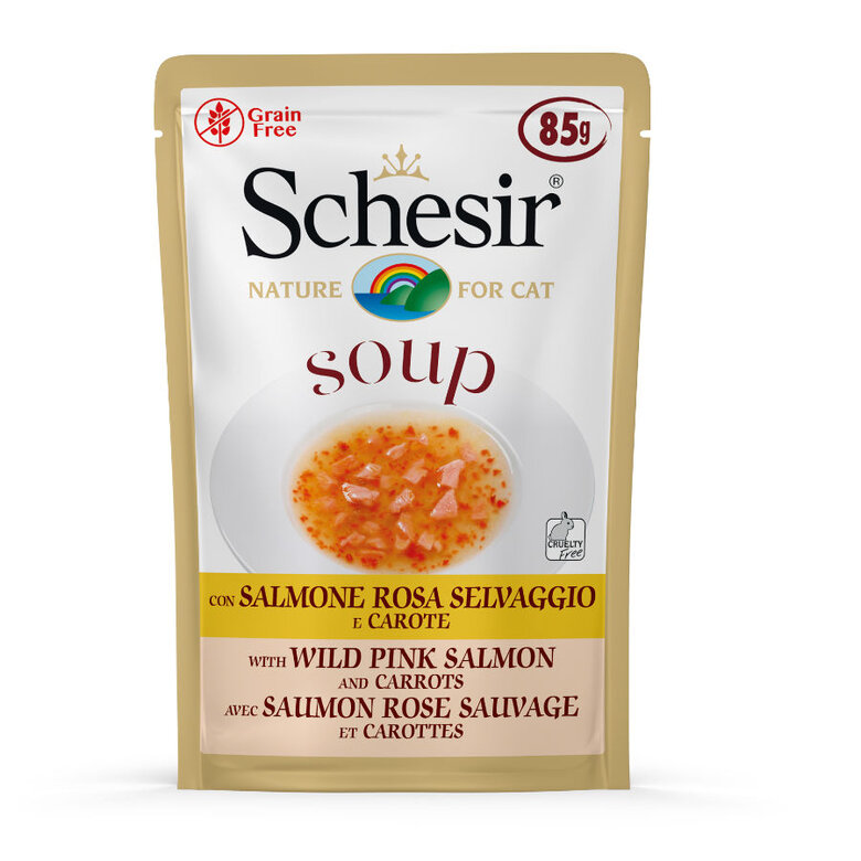 Schesir Soup Salmão Rosa com Cenoura para gatos, , large image number null