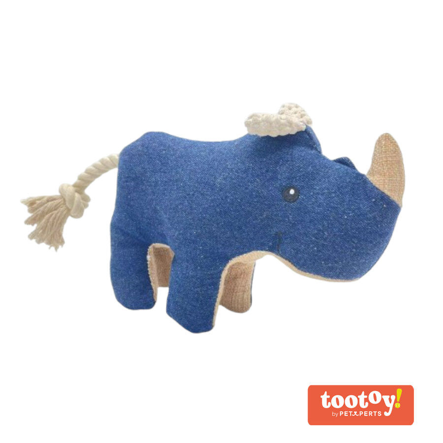 Tootoy! Comfort Denim Rhino peluche com som para c&atilde;es, , large Imagem n&uacute;mero 1