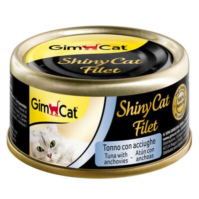 Gimcat Shiny Filet Atum e Anchovas lata para gatos
