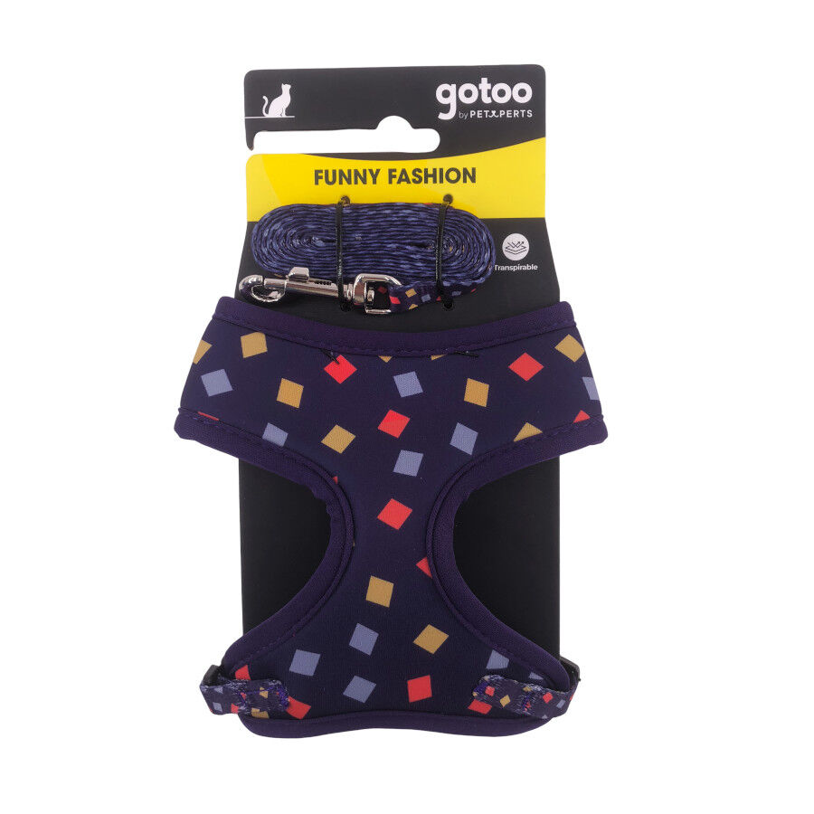 Gotoo Trela e peitoral estampado geom&eacute;trico para gatos, , large Imagem n&uacute;mero 7