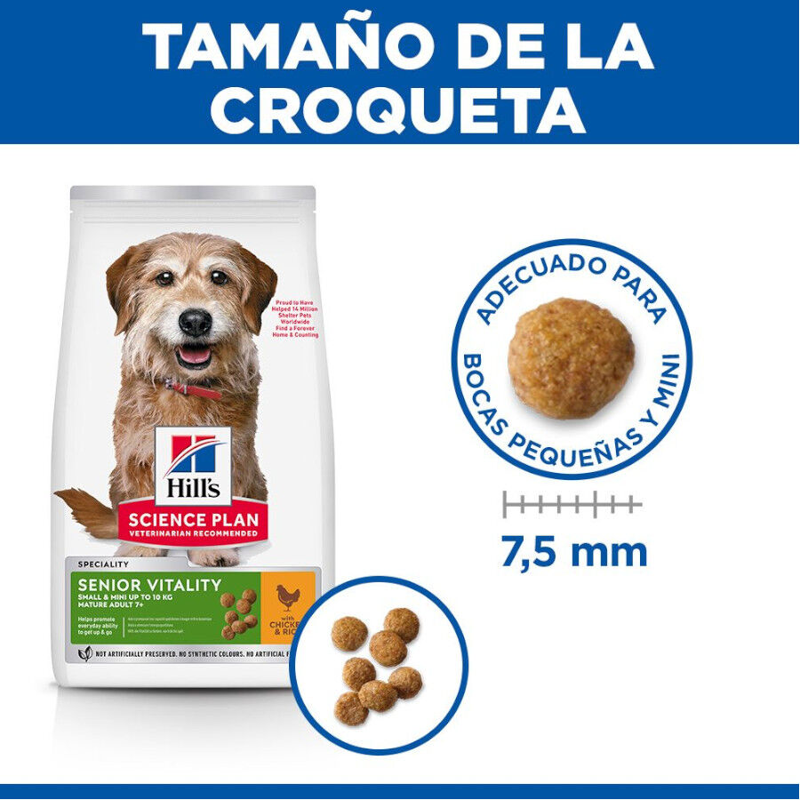 1.5 kg Hill's Small y Mini Adult +7 Science Plan Youthful Vitality Frango ra&ccedil;&atilde;o para c&atilde;es, , large Imagem n&uacute;mero 4