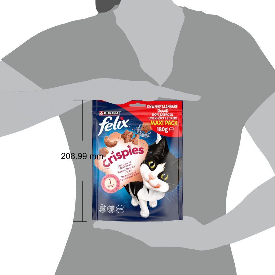 180 g Felix Crispies Snacks de Salm&atilde;o e Truta Maxi Pack para gatos, , large Imagem n&uacute;mero 2