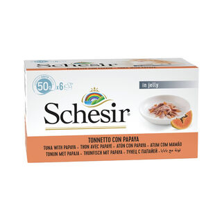 Schesir Atum com Papaia en Geleia lata para gatos – Pack 6