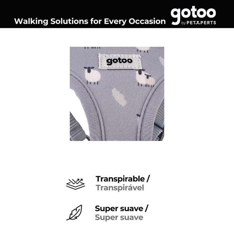 Gotoo Peitoral estampado ovelhinhas cinza para cães,  Imagem número 3 Gotoo Peitoral estampado ovelhinhas cinza para cães, , large Imagem número 3