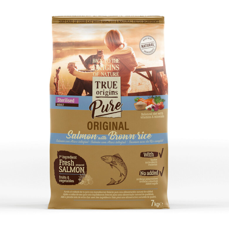 7 kg True Origins Pure Adult Sterilised Salmão ração para gatos,  Imagem número 1 7 kg True Origins Pure Adult Sterilised Salmão ração para gatos, , large Imagem número 1