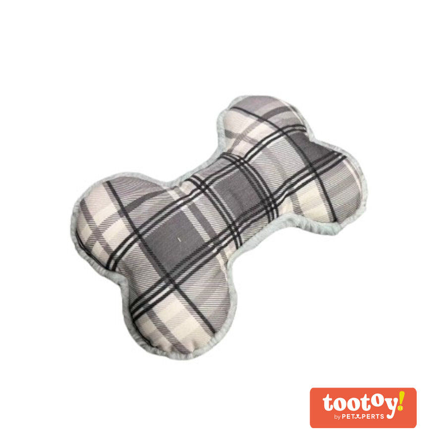 Tootoy! Tartan Bone Cuddler Grey Osso de Peluche para c&atilde;es, , large Imagem n&uacute;mero 1