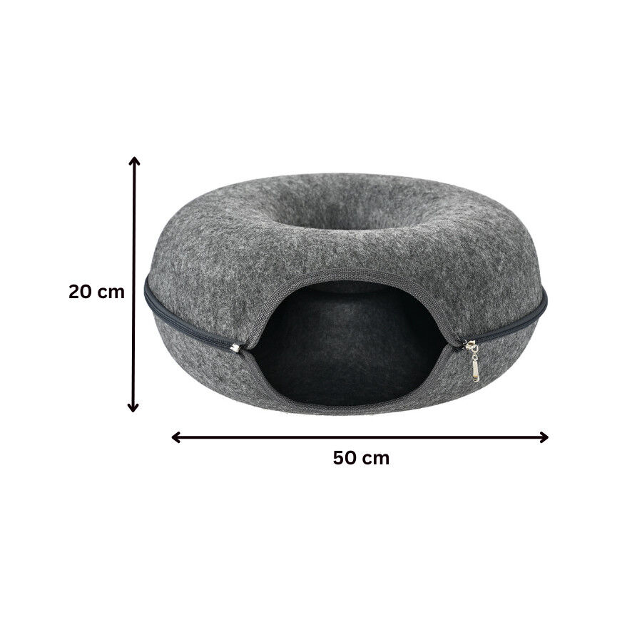 Leeby Cama T&uacute;nel Feltro Cinzento para gatos, , large Imagem n&uacute;mero 4