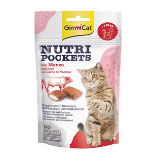 Gimcat Nutri Pockets Biscoitos de Carne de Vaca e Malte para gatos