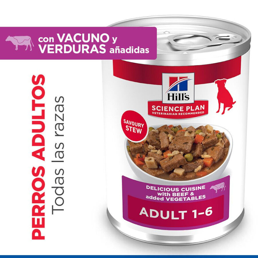 363 g Hill's Science Plan Adult Comida h&uacute;mida de Vaca e Legumes para c&atilde;es, , large Imagem n&uacute;mero 2