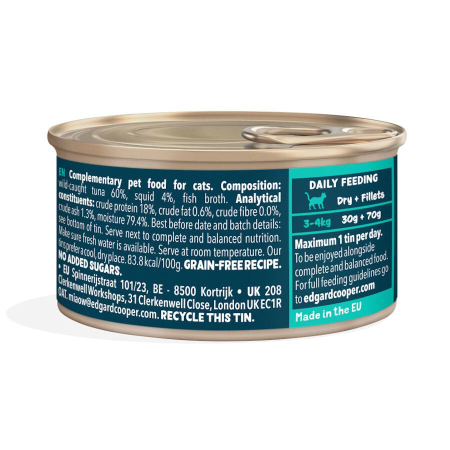 70 g Edgard & Cooper Alimento h&uacute;mido de atum e lula em lata para gatos, , large Imagem n&uacute;mero 5