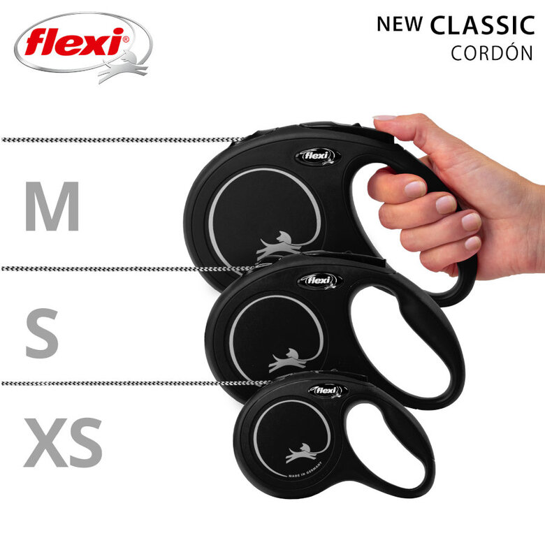 Flexi New Classic Trela extensível com cordão preto para cães,  Imagem número 4 Flexi New Classic Trela extensível com cordão preto para cães, , large Imagem número 4