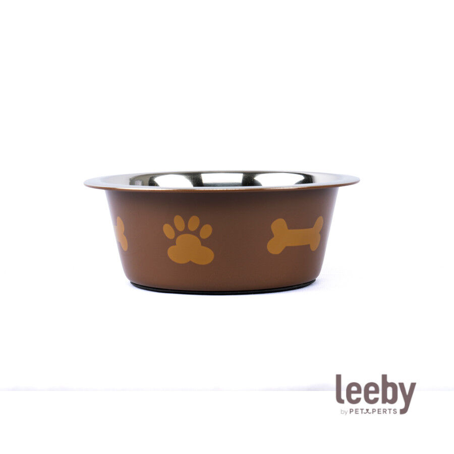 Leeby Comedouro em A&ccedil;o Inoxid&aacute;vel Estampado com Pegadas para c&atilde;es, , large Imagem n&uacute;mero 2