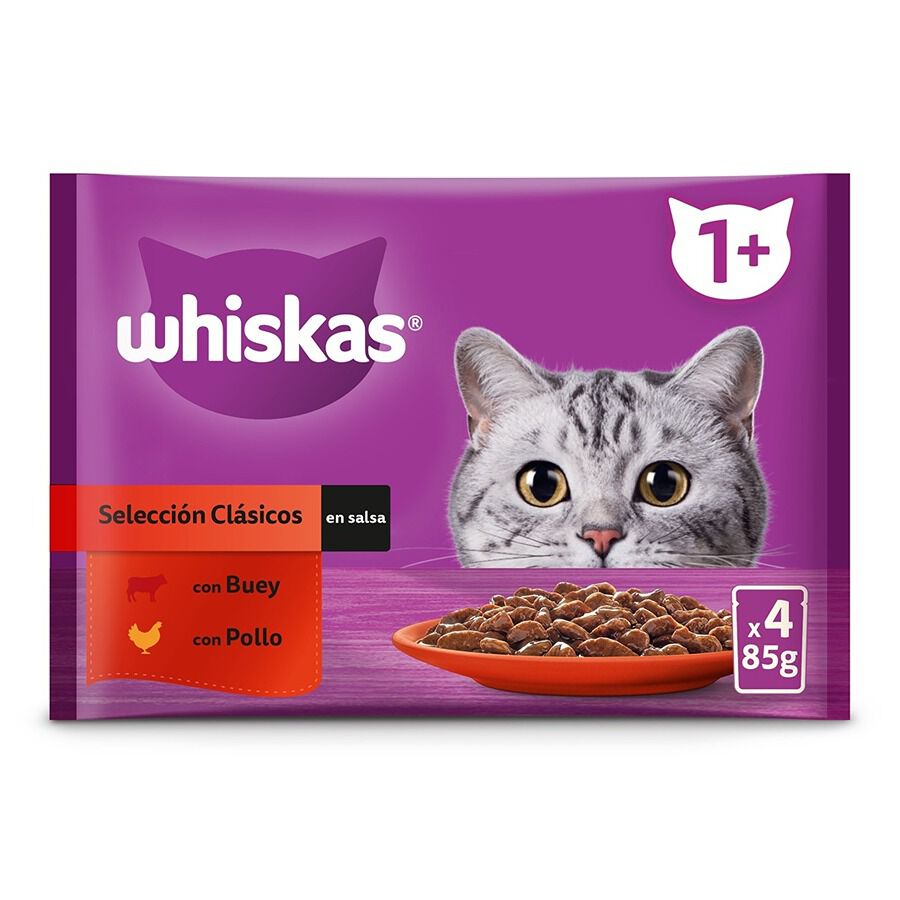 4 saquetas x 85 g Whiskas Boi e Frango Molho em Saqueta para Gatos, , large Imagem n&uacute;mero 1