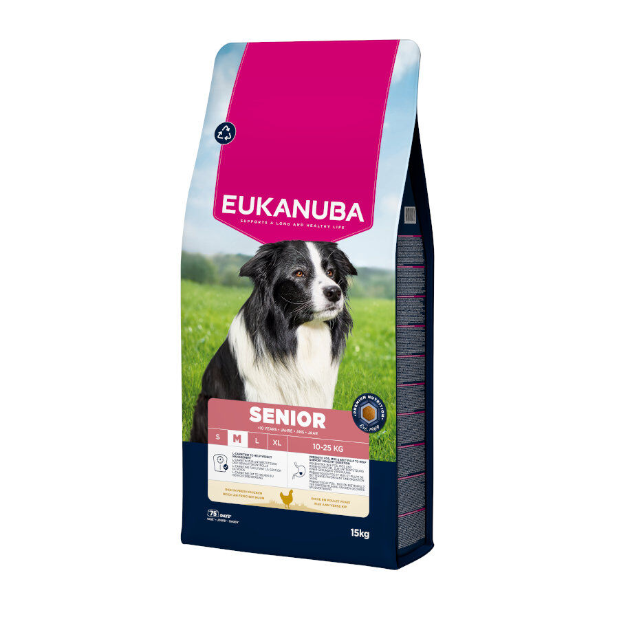 15 kg Eukanuba Senior Ra&ccedil;&atilde;o de frango para c&atilde;es de ra&ccedil;as m&eacute;dias, , large Imagem n&uacute;mero 1