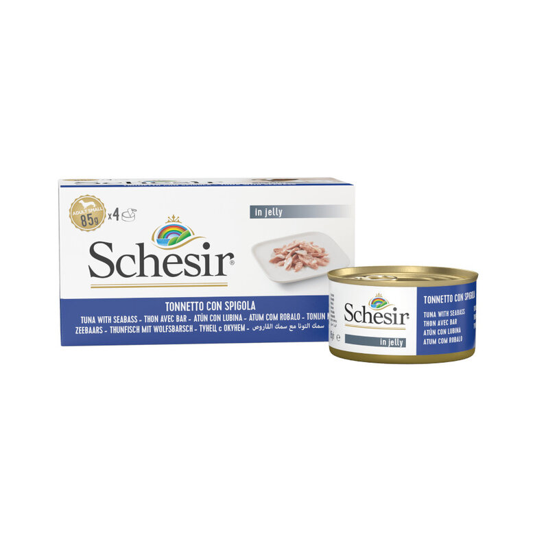 4 latas x 85 g Schesir Filetes de Atum com Lubina em Gelatina lata para cães,  Imagem número 2 4 latas x 85 g Schesir Filetes de Atum com Lubina em Gelatina lata para cães, , large Imagem número 2