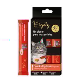 Majesty Salmão com Frango snack líquido para gatos