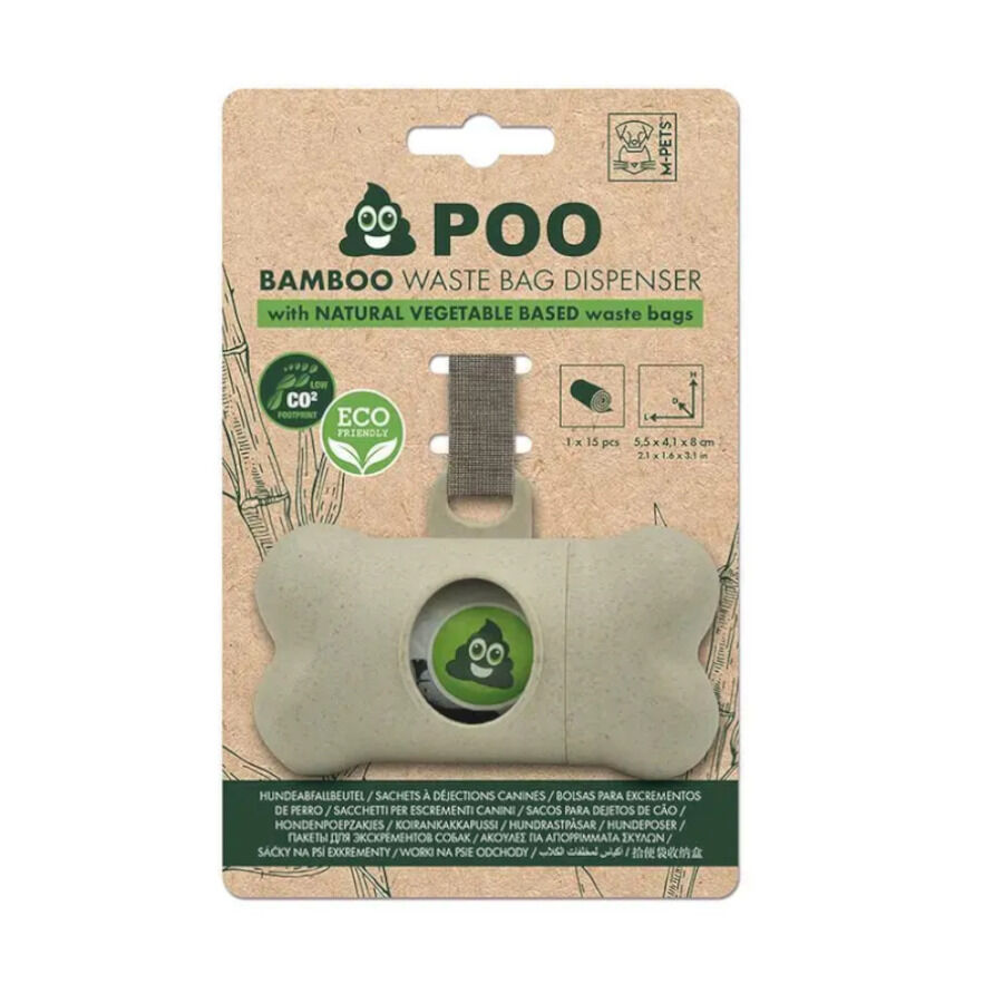 M-pets Poo Bamboo Porta Sacos Biodegrad&aacute;veis + 15 sacos de coc&oacute; para c&atilde;o, , large Imagem n&uacute;mero 1