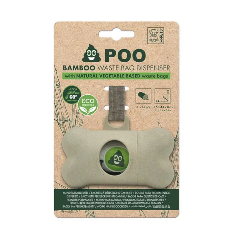 M-pets Poo Bamboo Porta Sacos Biodegradáveis + 15 sacos de cocó para ...