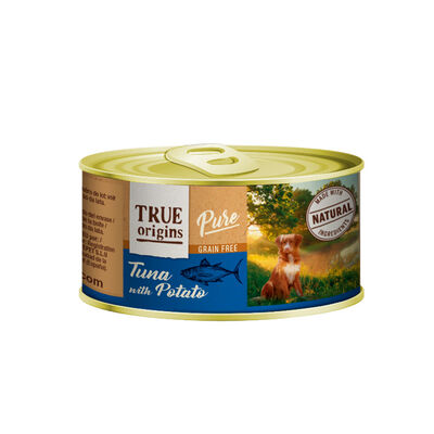 True Origins Pure Atum e Batata lata com patê para cães – Multipack