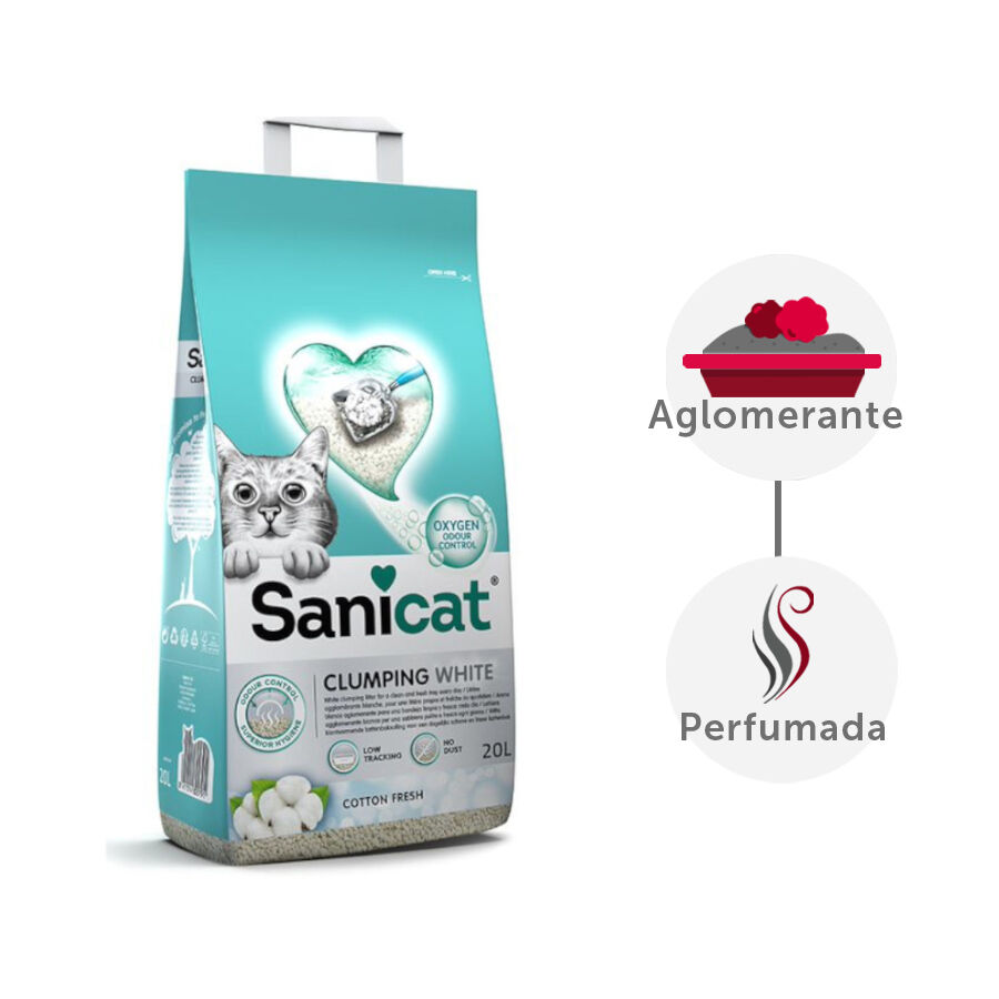 20 L Sanicat Cotton Fresh Areia Branca Aglomerante para gatos, , large Imagem n&uacute;mero 2