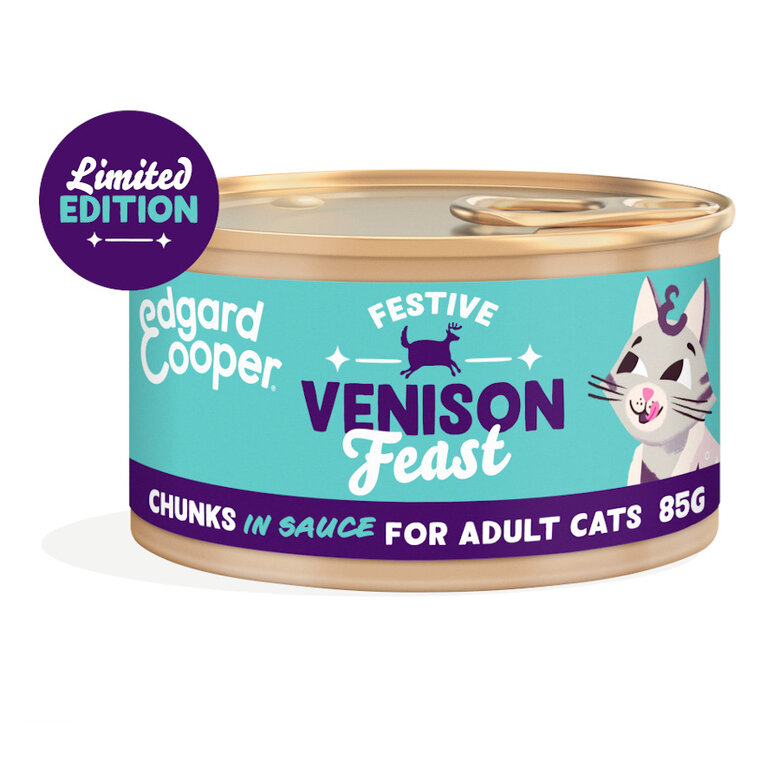 Edgar & Cooper Festive Carne de veado em molho enlatada para gatos, , large image number null