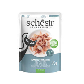 Schesir Atum com Pescada em Gelatina sach&ecirc; para gatos