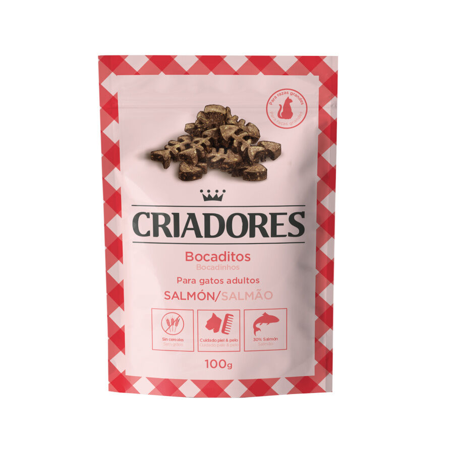 100 g Criadores Snacks de Salm&atilde;o para gatos de ra&ccedil;as grandes, , large Imagem n&uacute;mero 1