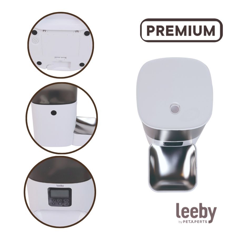 Leeby Comedouro Autom&aacute;tico Program&aacute;vel Branco e Cinzento para c&atilde;es e gatos, , large Imagem n&uacute;mero 3