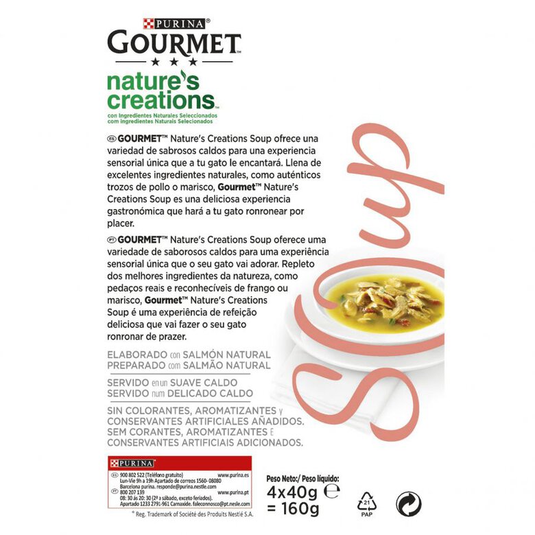 4 saquetas x 40 g Gourmet Crystal Sopa de Salmão saqueta para gatos,  Imagem número 3 4 saquetas x 40 g Gourmet Crystal Sopa de Salmão saqueta para gatos, , large Imagem número 3
