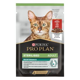 Pro Plan Sterilised Maintenance saquetas com vaca em molho para gatos 