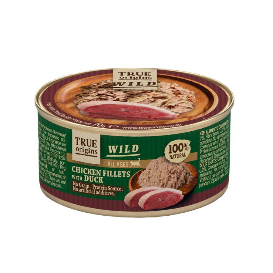 70 g True Origins Wild Comida h&uacute;mida de Frango com Pato em lata para gatos, , large Imagem n&uacute;mero 1