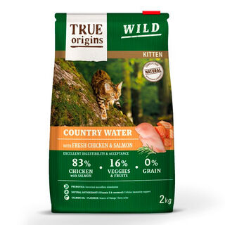 True Origins Kitten Wild Country Water Frango e Salmão ração