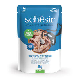 Schesir Adult Comida h&uacute;mida de Atum com Sardinha em saqueta para gatos