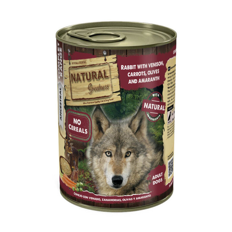 400 g Natural Greatness Coelho com Veado Lata para cães,  Imagem número 1 400 g Natural Greatness Coelho com Veado Lata para cães, , large Imagem número 1