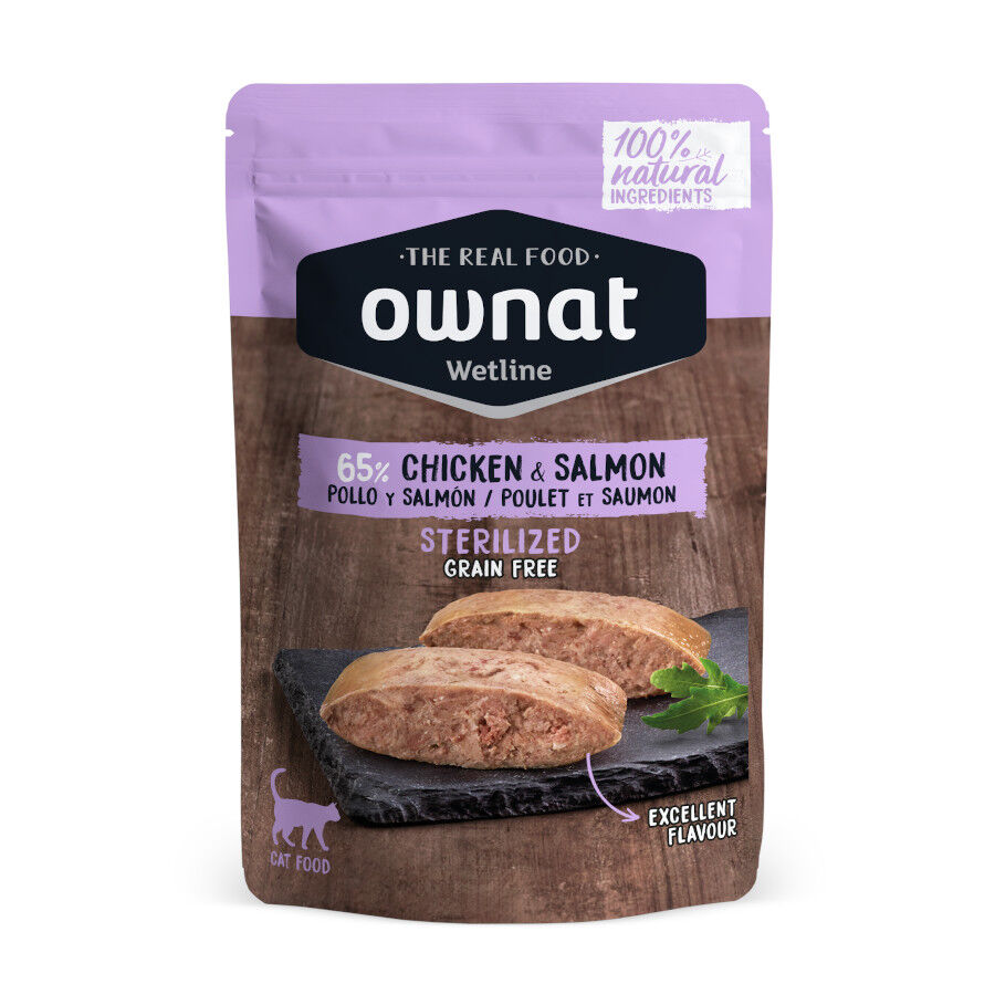 85 g Ownat Wetline Esterilizado Frango e Salm&atilde;o saquetas para gatos, , large Imagem n&uacute;mero 1