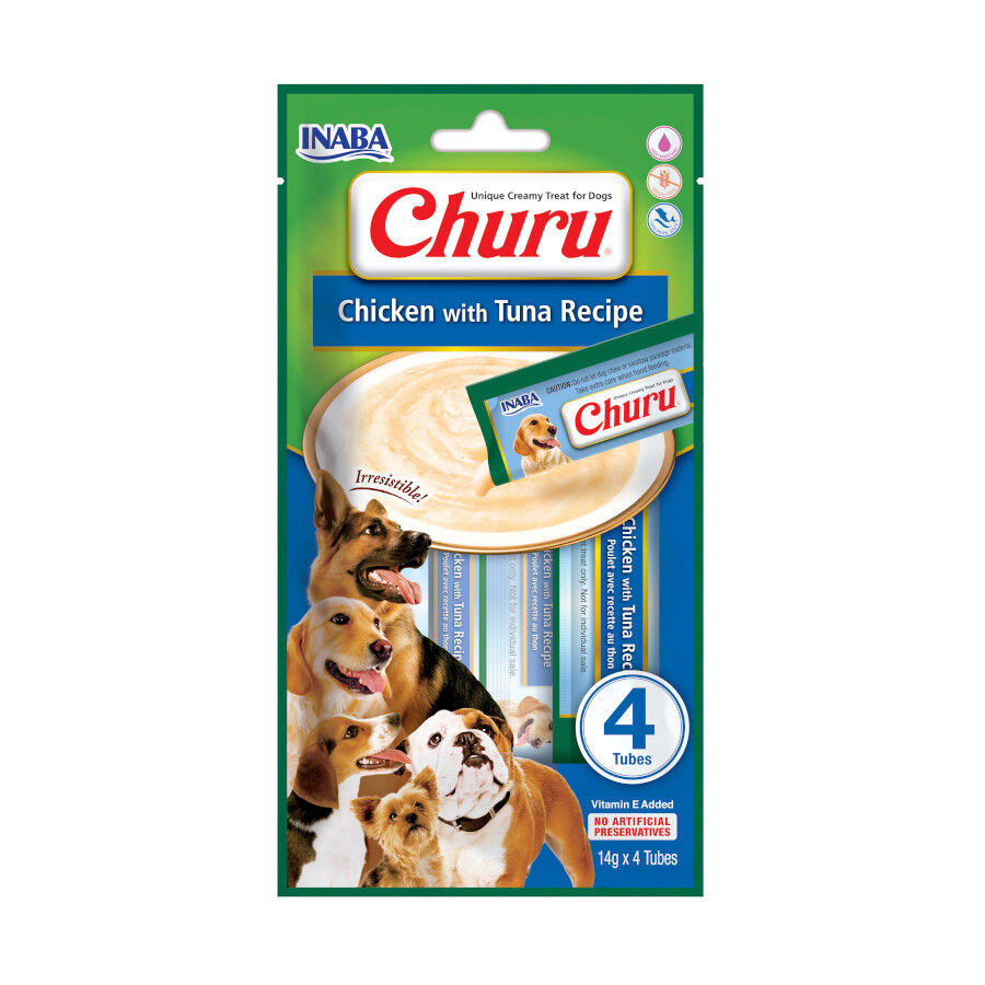 4 saquetas x 14 g Churu Snack Cremoso Receita de Frango com Atum para c&atilde;es, , large Imagem n&uacute;mero 1