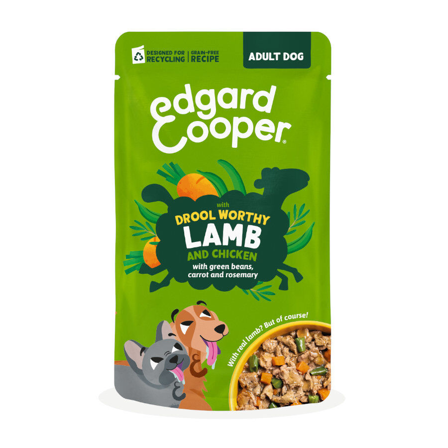 150 g Edgard & Cooper Adult Grain Free Comida h&uacute;mida de Cordeiro e frango em saquetas para c&atilde;es, , large Imagem n&uacute;mero 1