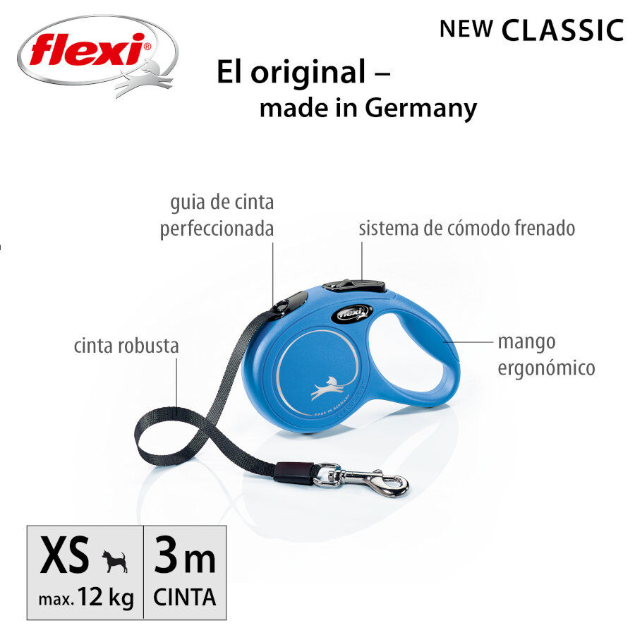 Flexi New Classic Trela Extens&iacute;vel de Fita Azul para C&atilde;es, , large Imagem n&uacute;mero 2