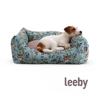 Leeby Alcofa com Capa Amovível Turquesa com Flores para cães
