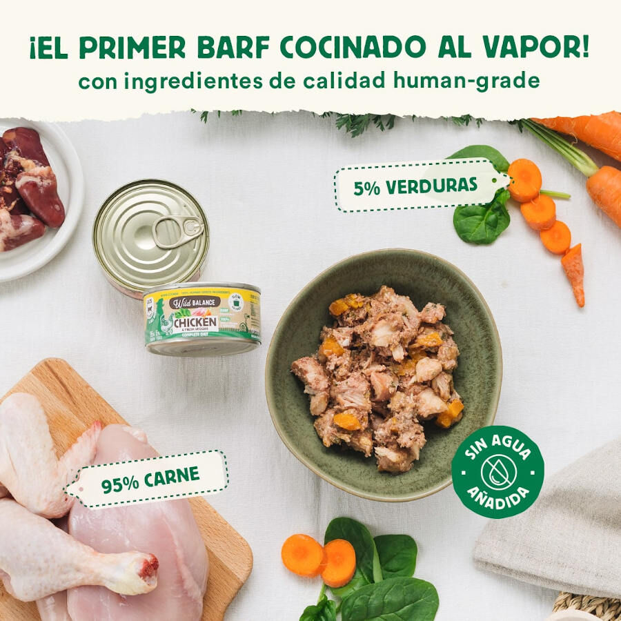 120 g Wild Balance BARF Alimento h&uacute;mido de frango e legumes em lata para gatos, , large Imagem n&uacute;mero 2