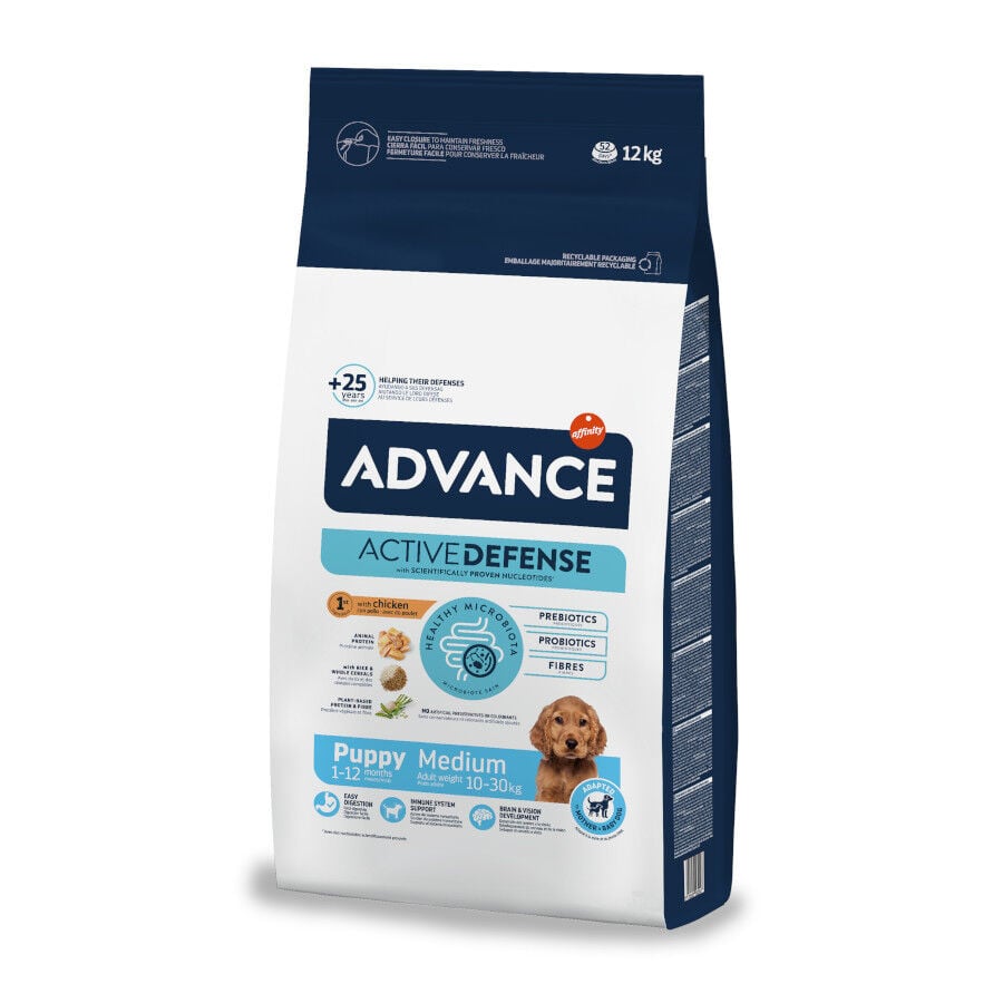 12 kg Advance Active Defense Medium Puppy Frango e Arroz ra&ccedil;&atilde;o para c&atilde;es, , large Imagem n&uacute;mero 1