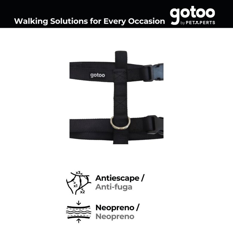 Gotoo Arnês antievasão preto para cães,  Imagem número 3 Gotoo Arnês antievasão preto para cães, , large Imagem número 3